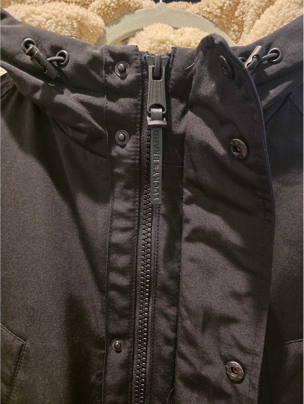 EUC Lucky Brand Men's Black Hooded Parka Jacket Medium - Picture 2 of 6